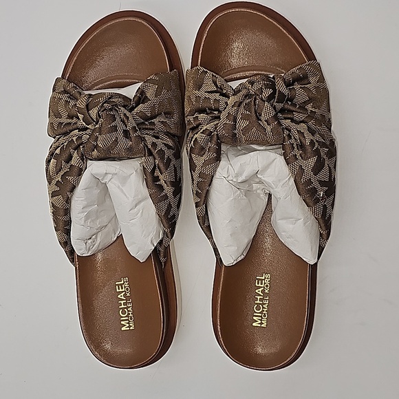 New MICHAEL Michael Kors Josie Sport Bottom Slides in Brown Logo Size 6.5, - Picture 7 of 13